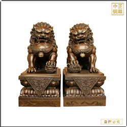小號(hào)雌雄一對(duì)黃銅獅子擺件 小號(hào)雌雄一對(duì)黃銅獅子擺件