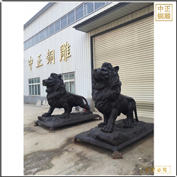 一對(duì)看門(mén)銅獅子雕塑 一對(duì)看門(mén)銅獅子雕塑