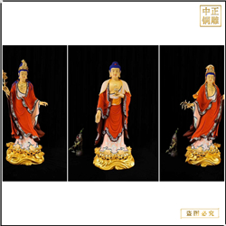 貼金西方三圣坐銅像 貼金西方三圣坐銅像