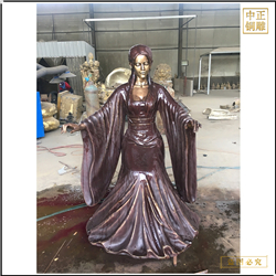 純銅彈古箏人物雕塑鑄造 純銅彈古箏人物雕塑鑄造