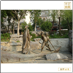 古代人物坐船銅雕塑 古代人物坐船銅雕塑