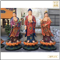 大型彩繪西方三圣銅像 大型彩繪西方三圣銅像