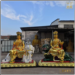 彩繪文殊菩薩普賢銅佛像 彩繪文殊菩薩普賢銅佛像