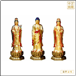 貼金西方三圣神像定制 貼金西方三圣神像定制