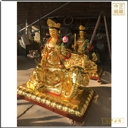 鑄造文殊普賢彩繪貼金銅像 鑄造文殊普賢彩繪貼金銅像