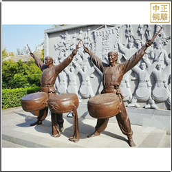 打鼓人物景觀銅雕塑 打鼓人物景觀銅雕塑