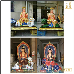 彩繪文殊普賢銅佛像廠家加工 彩繪文殊普賢銅佛像廠家加工