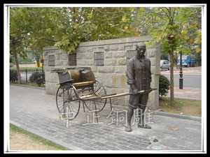 黃包車(chē)夫銅雕塑 黃包車(chē)夫銅雕塑